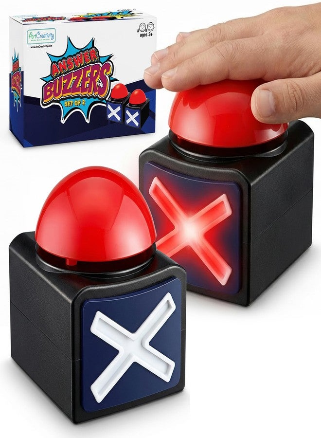 ArtCreativity Buzzer with Lights and Sounds - Set of 2 - Game Show Buzzer Buttons for Family Game Night and Trivia - Lights Up Red and Makes Loud Buzz Sound - Answer Buzzer Set - Image 1